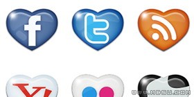 Web2.0社會化書簽甜美心形PNG圖標(biāo)