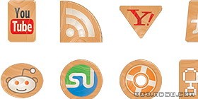 Web2.0社會化書簽木制PNG圖標