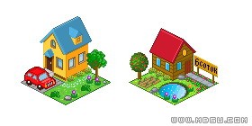 像素房子PNG圖標(biāo)素材