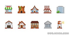 各種建筑物房子PNG圖標(biāo)