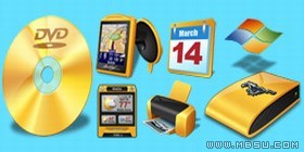 金色主題電腦硬件PNG圖標(biāo)素材包