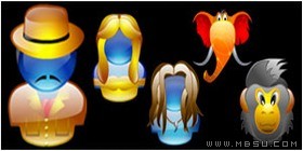 卡通版印第安人及動物頭像PNG圖標素材包