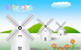 轉(zhuǎn)動(dòng)風(fēng)車PPT模板下載