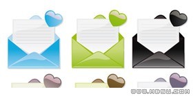 6個(gè)帶心的信封信紙png圖標(biāo)
