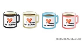 帶心圖案的咖啡杯子png圖標(biāo)